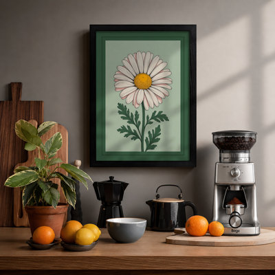 Centered Daisy Botanical - Framed Print