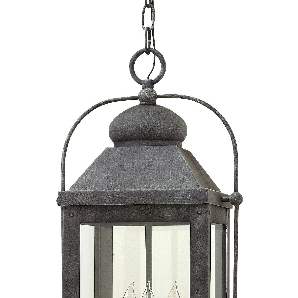 Anchorage Outdoor Hanging Lantern, Aged Zinc, LED