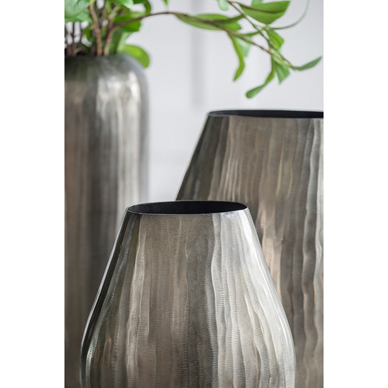 9.5X5.5X12" Aluminum Layered Chisel Oval Vase