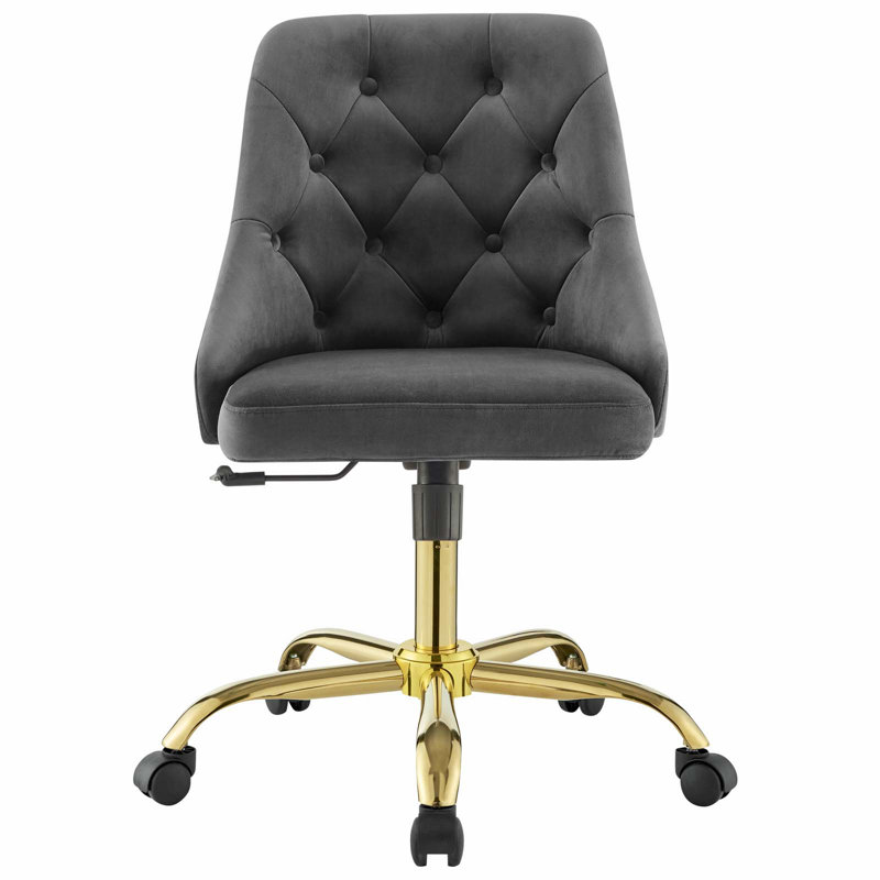 Fauteuil de bureau performant, pivotant et touffeté Distinct, gris, Or, Velours