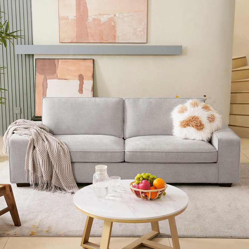 Pinederosa 88.58'' Chenille Square Arm Sofa, Light Gray
