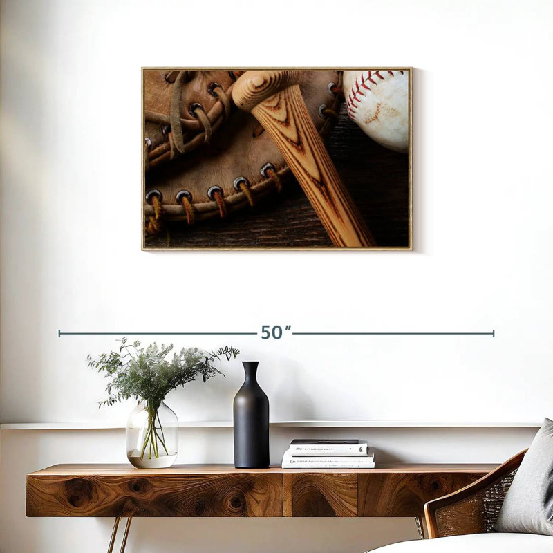 Old Old Baseball Stuff, Cadre flottant en bois naturel, 31 po x 21 po