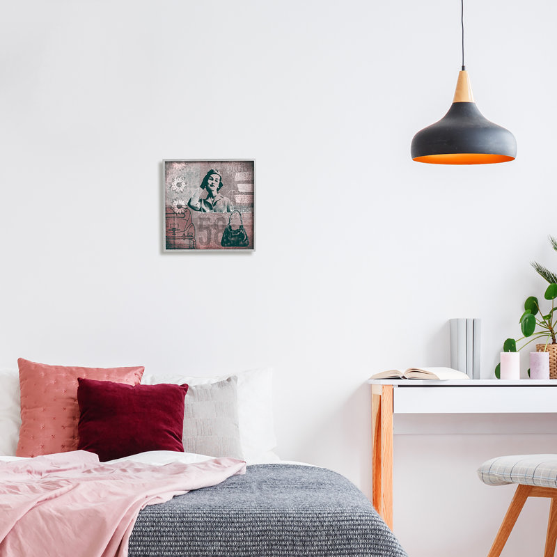«Vintage Fashion Woman Collage» par Andrea Haase - impression, H 12 po x l 12 po x P 1,5 po, Estampe numérique Farmhouse
