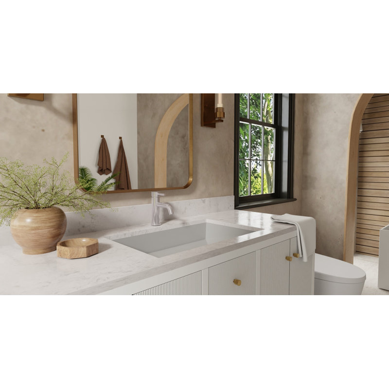 Badeloft 25.2" x 16.1" Rectangular Stone Resin Undermount Ramp Bathroom Sink UB-04-L-GGRY in Glossy Gray, Glossy Gray