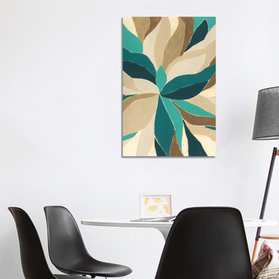 Colorblock Blossom I 1 Piece Wrapped Canvas Wall Art