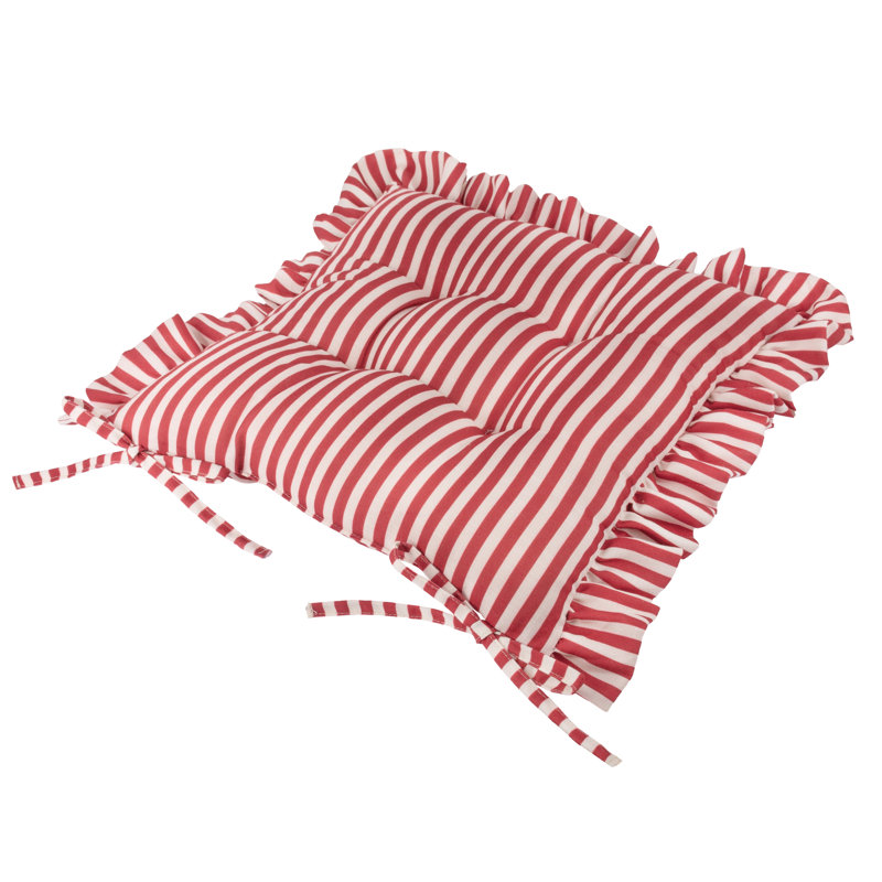 Millie Ruffle 2 Pack Indoor/Outdoor Seat Pads, Red/White