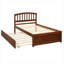 Lit plateforme en bois massif, finition brune, lit simple avec lit gigogne sous le lit pour les petites chambres d'amis