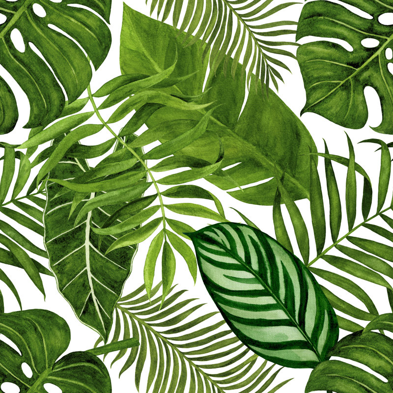 Tropical Leaves by Nadezhda Stepanova - Wrapped Canvas Painting, 30cm H x 30cm W x 3.8cm D