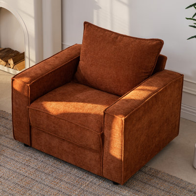 Fauteuil d'appoint minimaliste moderne en tissu pour le salon, fauteuil confortable avec coussins moelleux et structure durable