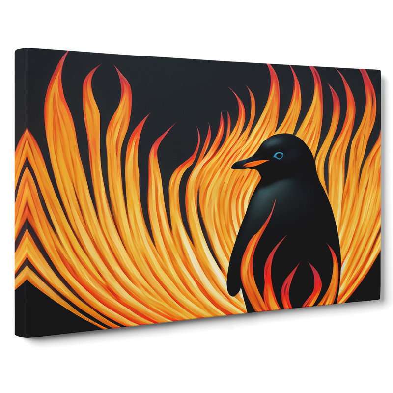 Penguin Flame Art - Wrapped Canvas, 40cm H x 60cm W x 3cm D