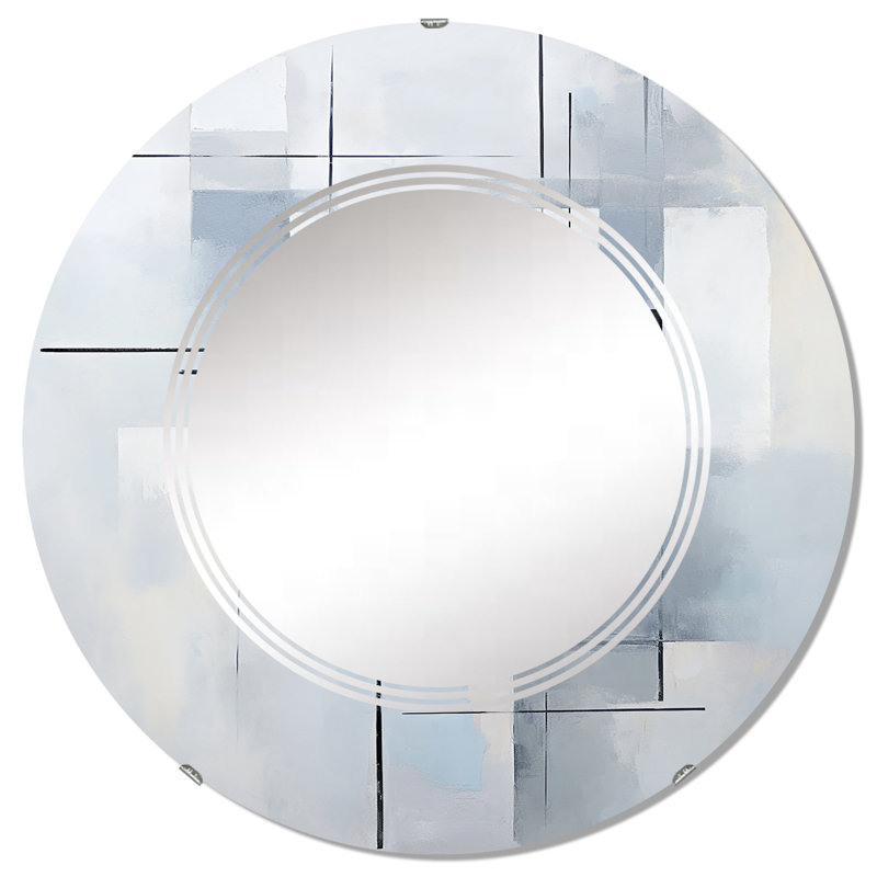 Crumlin - Miroir mural rond moderne, 32 po x 32 po
