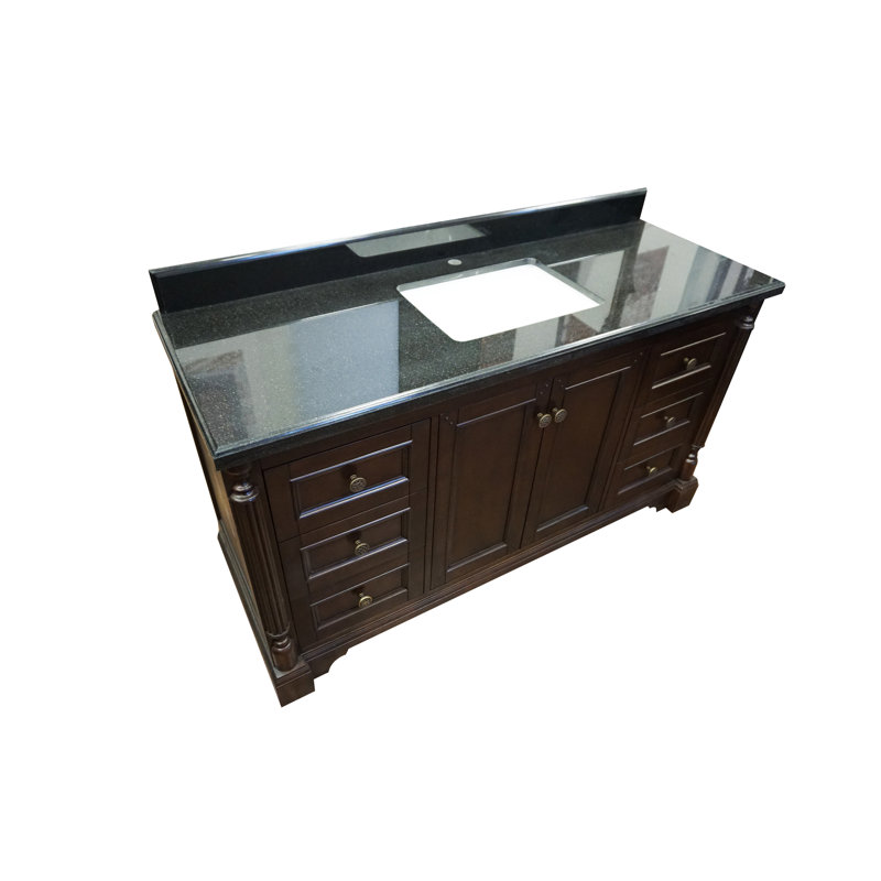 Ensemble de meuble-lavabo simple 60 "60", Granite noir de Shanxi
