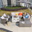 7-Piece Rattan Patio Sectional Sofa Set With Fire Pit Table