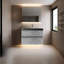 Meuble-lavabo mural moderne de 30 po avec lavabo en quartz noir et tiroirs à fermeture en douceur