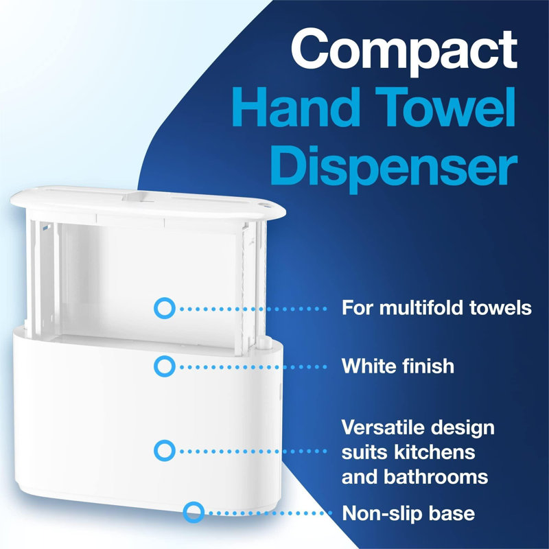 Distributeur de papier essuie-tout, blanc, compatible H2 / H23, conception compacte pour un usage domestique et commercial