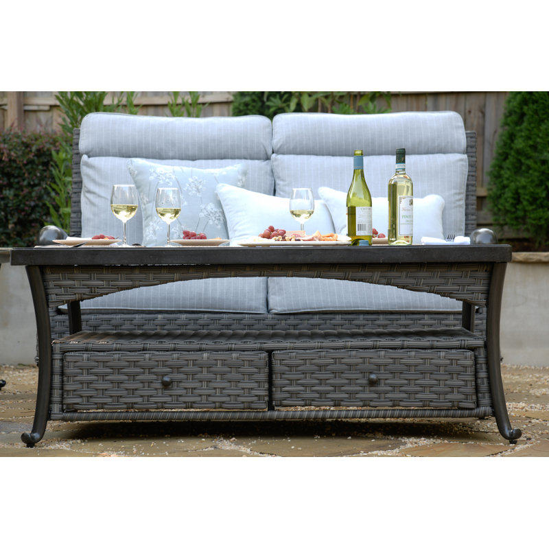 Davenport - Outdoor Coffee Table w/ Solid Bluestone Top & Hand Painted Aluminum Base