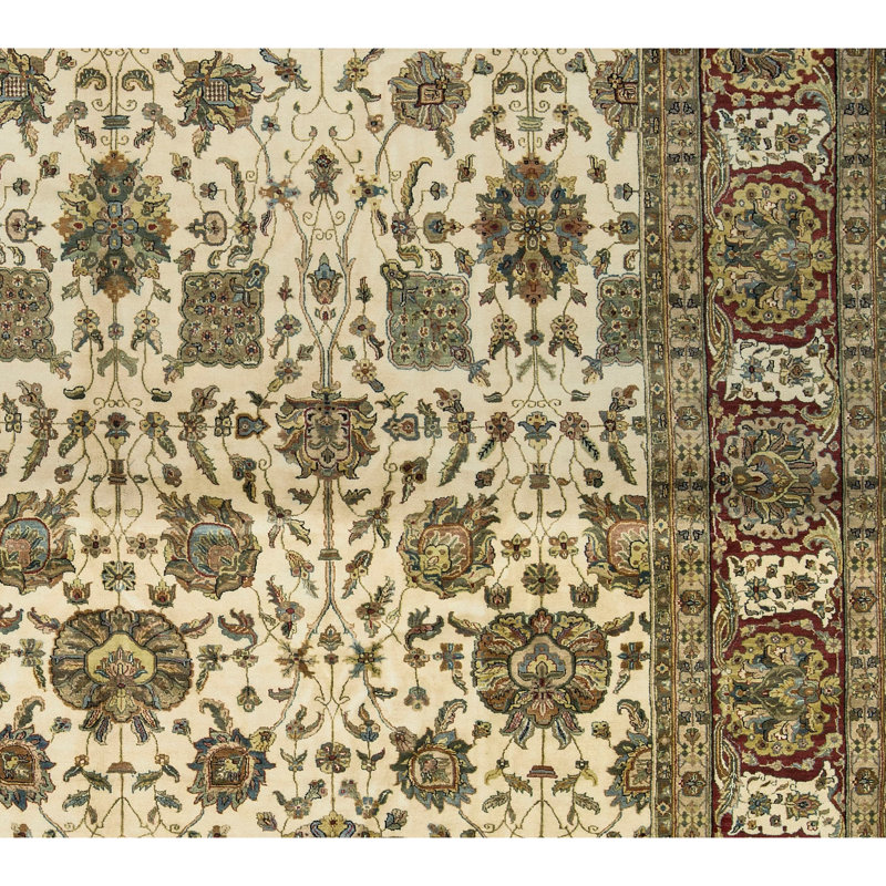 Tapis ivoire noué à la main de haute qualité