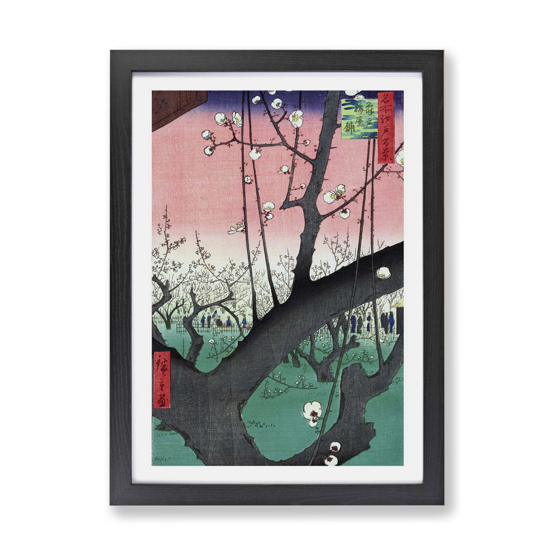 Plum Garden in Kameido by Utagawa Hiroshige - Framed Print