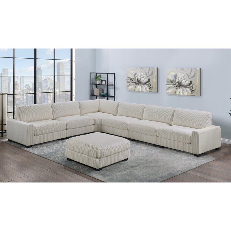 Right Arm Facing Chair, Beige Corduroy