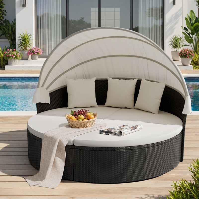 66" Wicker Outdoor Patio Daybed with Cushions