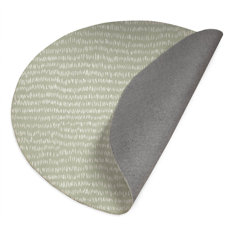 Crop Row Non-Slip Outdoor Rug, Round 5'