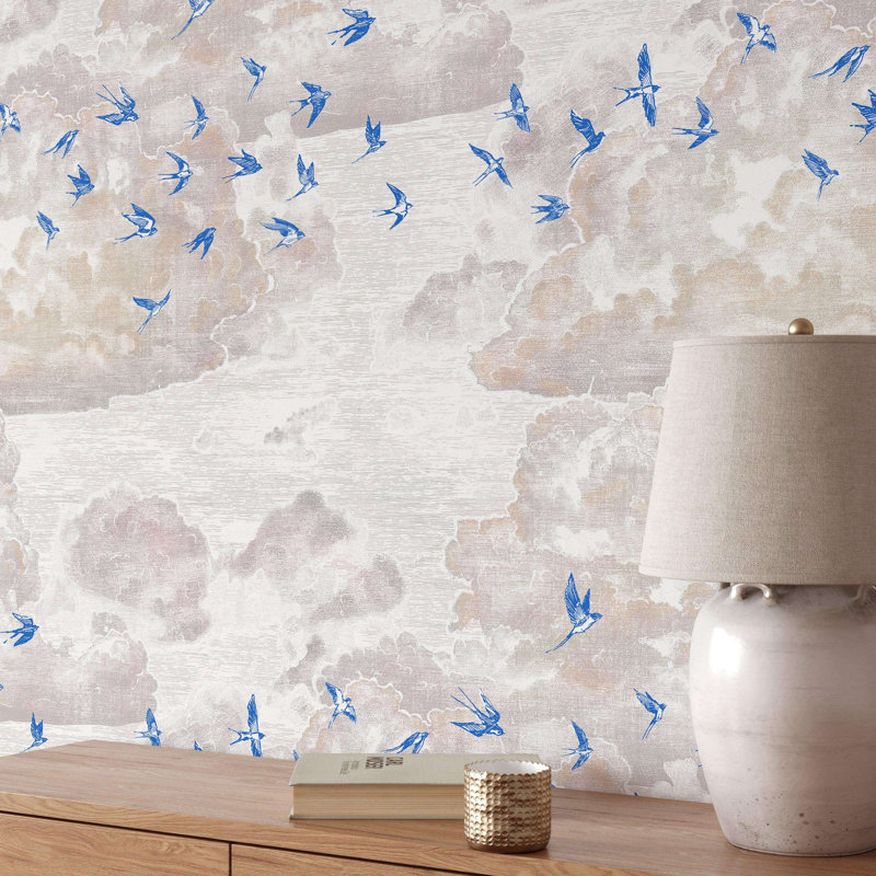 Blue Flying Swallows Wallpaper