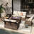  6 Pieces Patio Furniture Set With 43" Fire Pit Table, Wicker Patio Conversation Set With Swivel Rocking Chairs, Outdoor Patio Set For Lawn Backyard Porch (Brown)-1596880168
