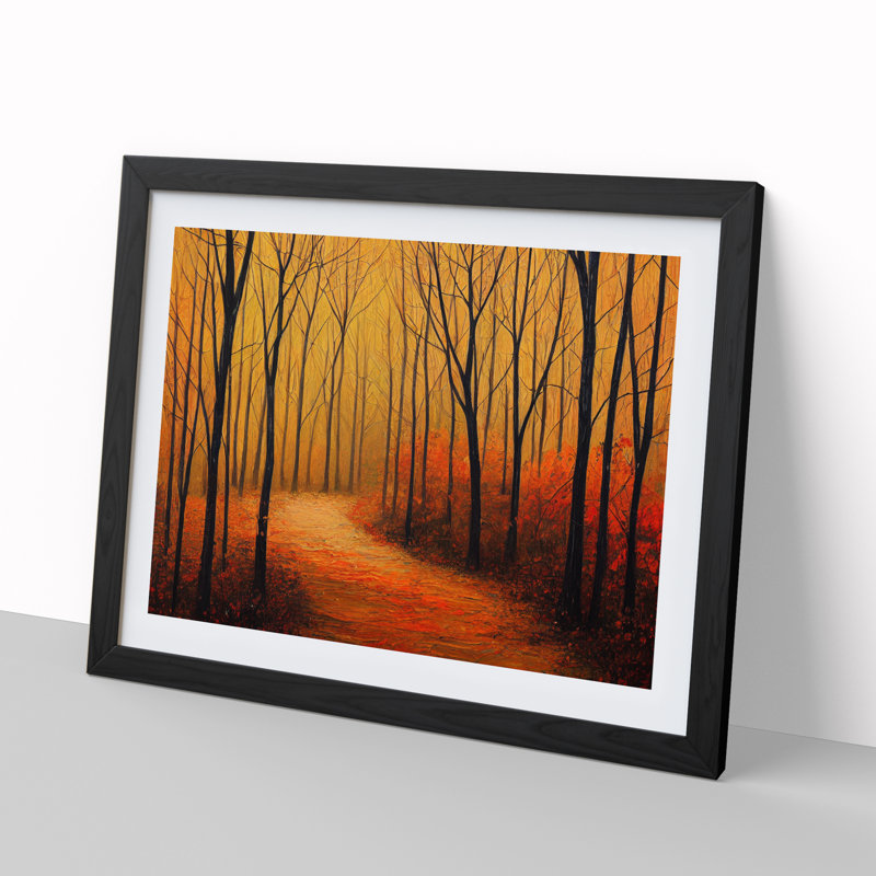 Gorgeous Autumn Forest - Single Picture Frame Print, 25cm H x 34cm W x 2cm D, Black Framed