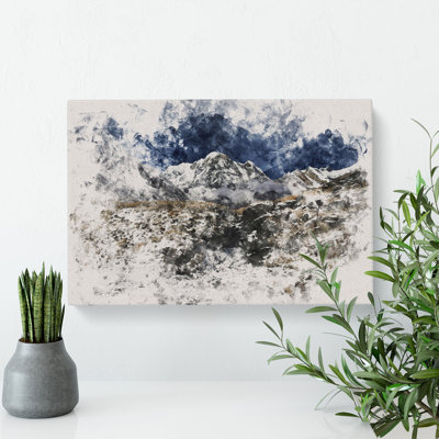 The Annapurna Sanctuary in Nepal Watercolour - Wrapped Canvas