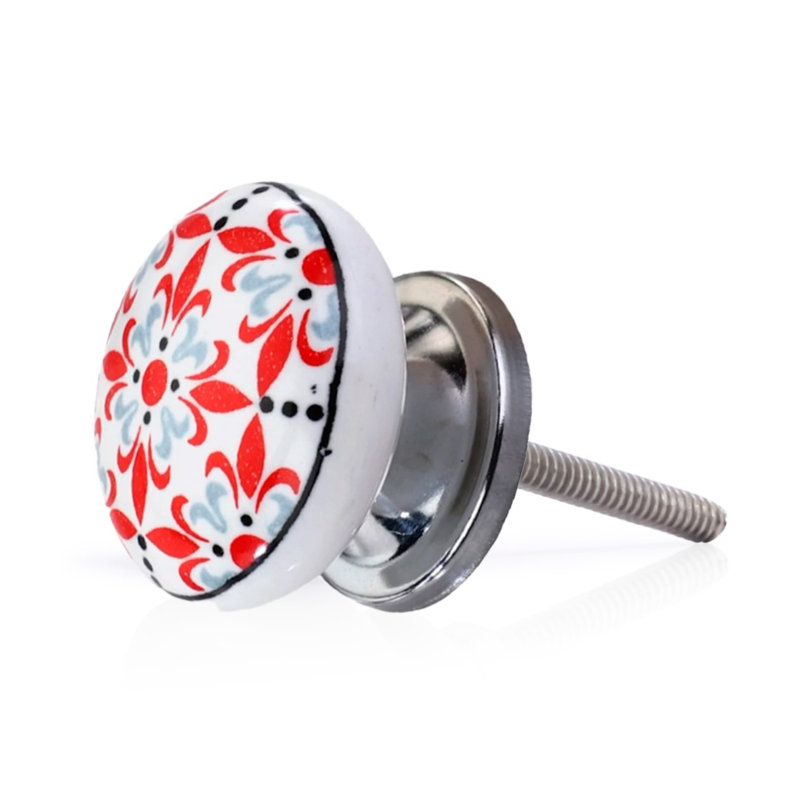 Hand-Painted Ceramic Round Cabinet Knobs with Mounting Hardware