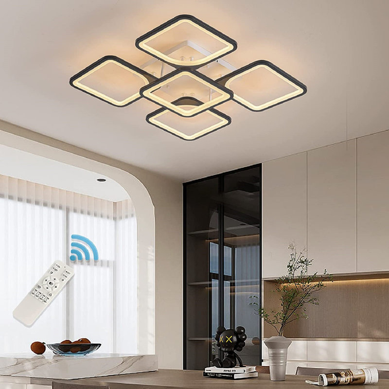 Suruchi Acrylic LED Flush Mount, White/Black