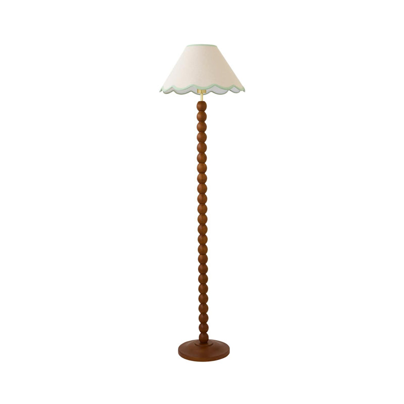 Helgomar 130cm Matte Traditional Floor Lamp, Brown, Cream/Green