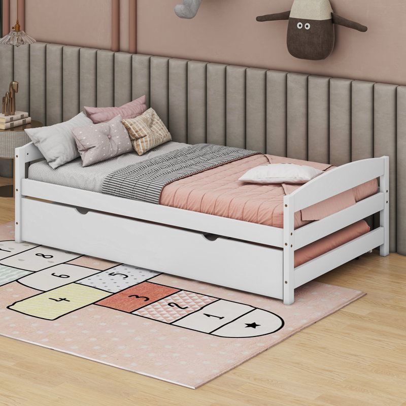 Lit plateforme simple avec lit gigogne Epine, Blanc