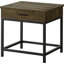 Ensemble de 2 tables basses et d'appoint rustiques en chêne brun clair, avec plateau relevable pour la préparation des crêpes, tiroir de rangement pour la pâte, structure en bois d'ingénierie, jeux de société et sous-verres inclus.