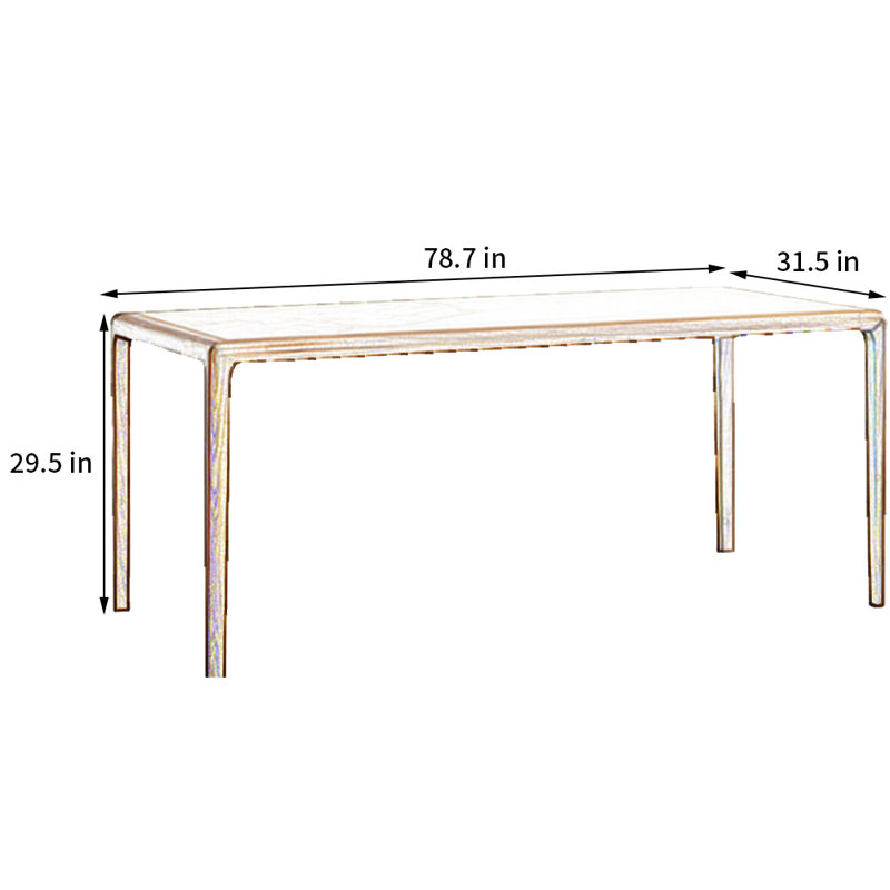 Table de salle à manger en noyer noir ardoise, H 29,5 po x L 78,7 po x l 31,5 po