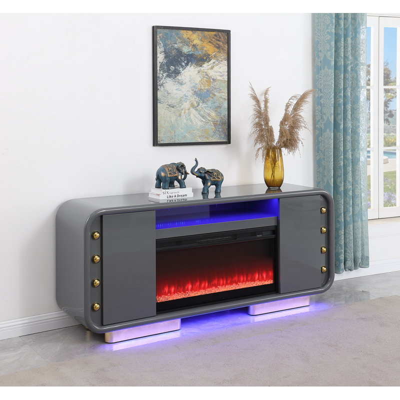 Crédence de rangement Dukeshire l 72 po, Gris