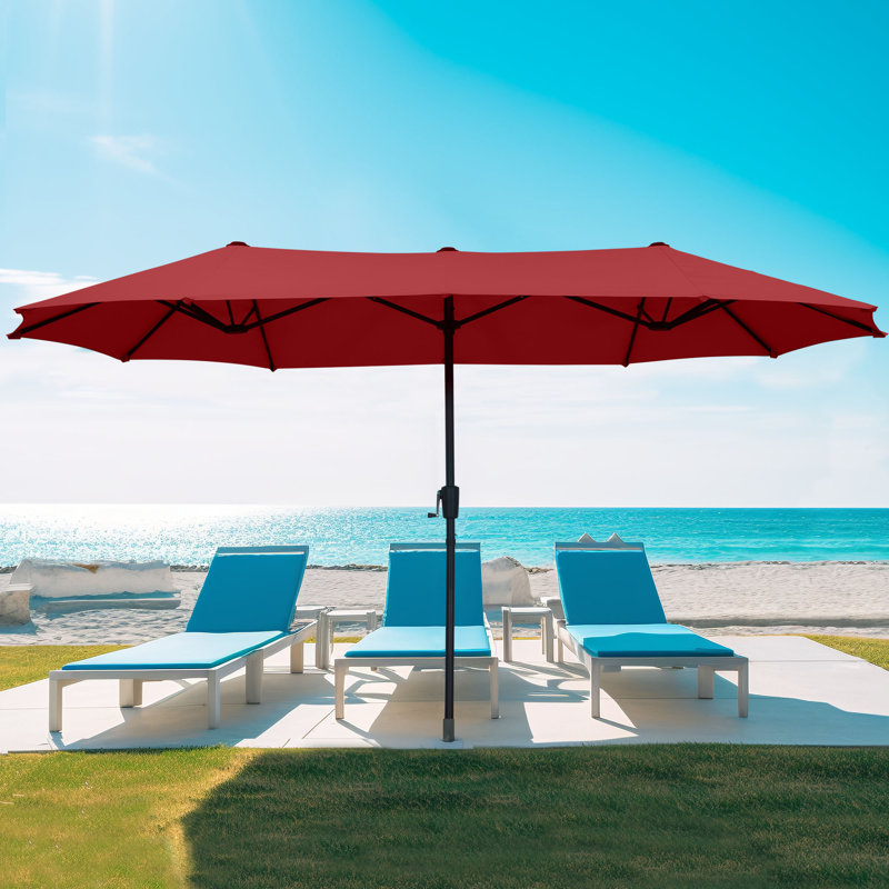 Parasol de patio 13 pi avec 12 baleines robustes Arlmont & Co., Rouge