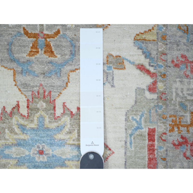 Saraya One-of-a-Kind Runner: 2'8" X 9'10" New Age Runner Wool Area Rug Ivory