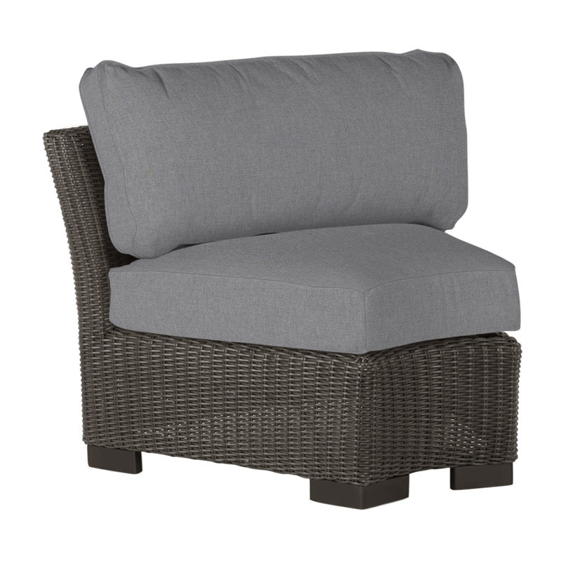 Club Woven Patio Chair with Cushions, Black Walnut, No Welt, Rollo Cream