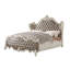 Ensemble de chambre à coucher King, gris et blanc, 5 pièces avec 2 tables de chevet, une commode et un chiffonnier.