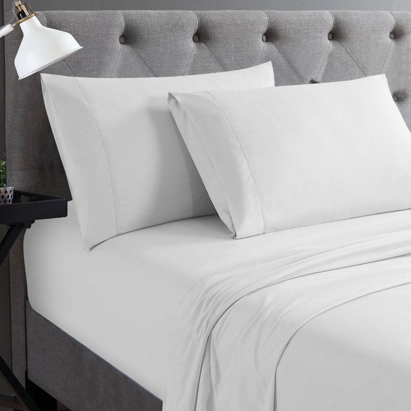 White Standard Size Polyester Pillowcase Set