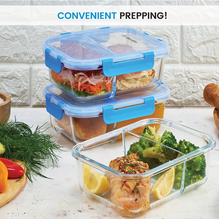 NEW FineDine 3-Piece Airtight Glass Food Storage Containers 32oz 4 Cups Set  Oven