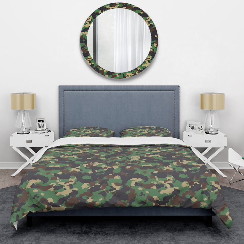 Green Desert camouflage - Ensemble de housse de couette abstrait - Microfibre de polyester