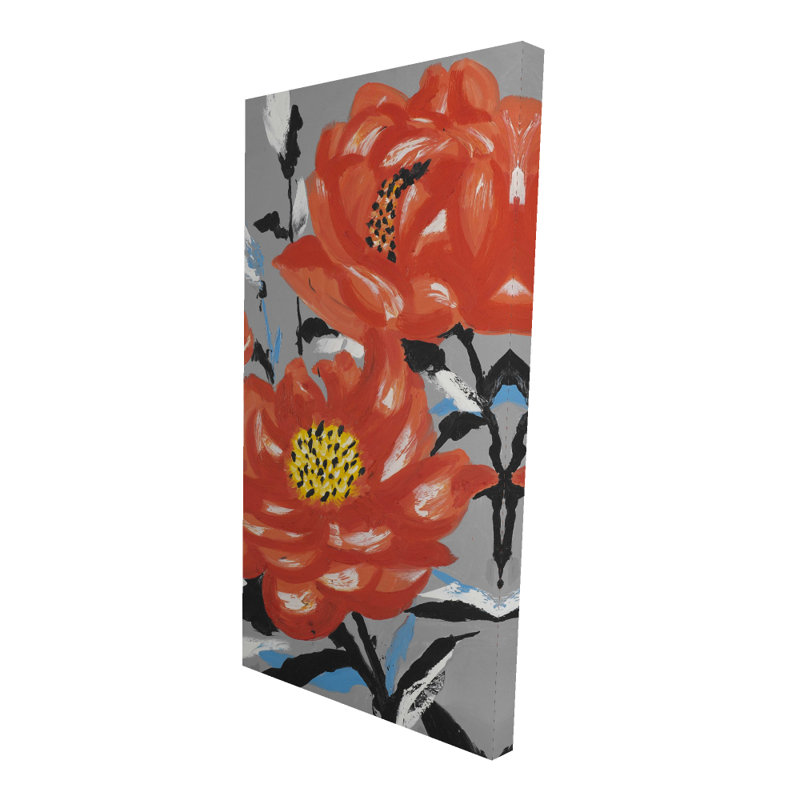 Trois fleurs roses - toile florale romantique pour la décoration intérieure
