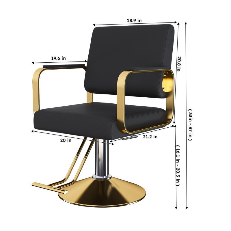 Fauteuil de salon pivotant à 360 ° en similicuir, fauteuil de coiffeur réglable en hauteur, Black