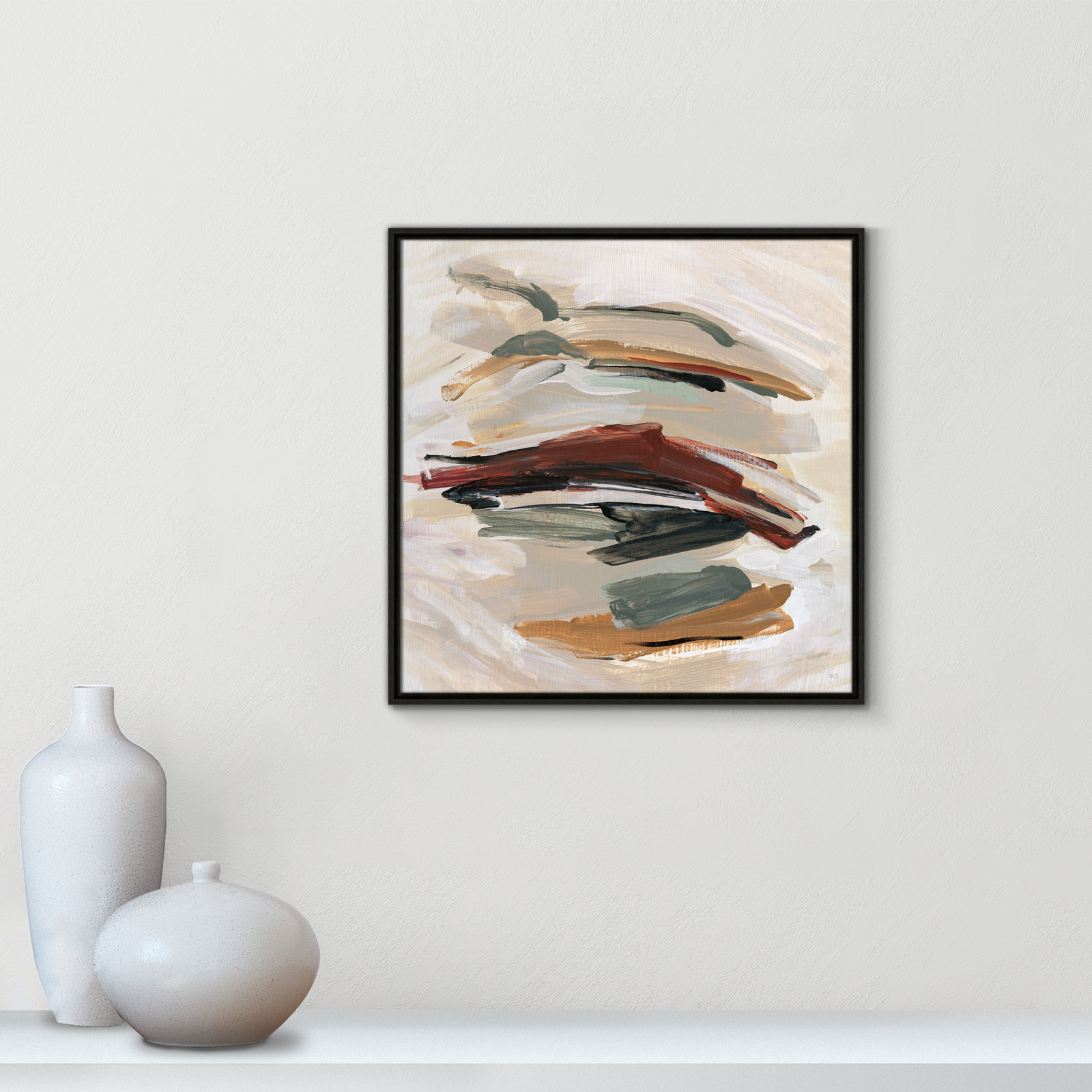 Carmina "Spring Shadows" Painting by Susan Jill, 25.5" H x 25.5" W, Espresso 