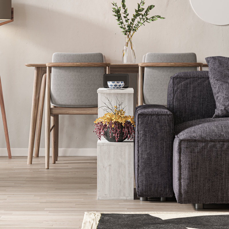 Table de bout avec tablette de plancher, Blanc