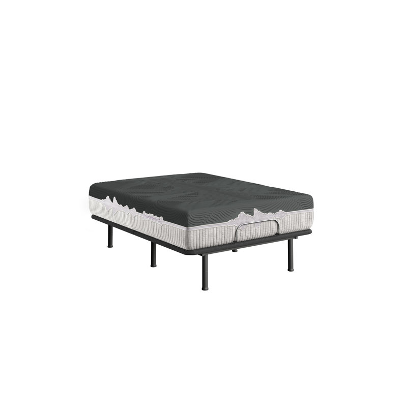 GoodVibeSleep Soothe 13'' Soft-Medium Charcoal Infused Hybrid Mattress and Adjustable Base, Queen