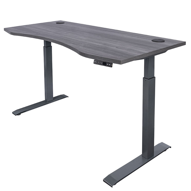 Kaylan PRO Series Ergonomic Curve 30” x 60” Electric Sit-Stand Desk with Dual Motors, Dove Gray