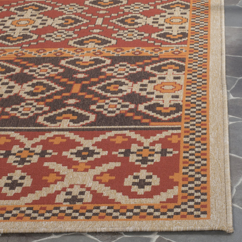 Ramsgate Looped Red/Chocolate Indoor/Outdoor Rug, Rectangle 160 x 231 cm